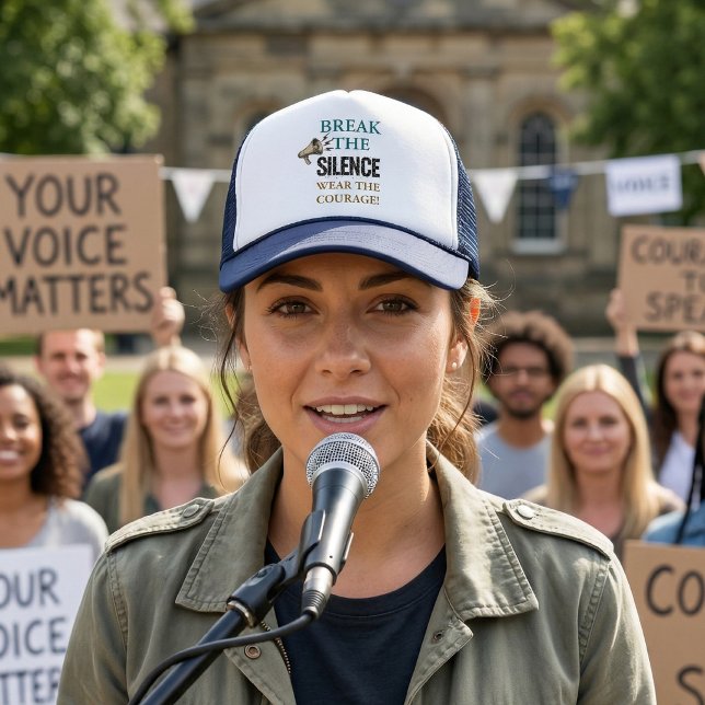 Break The Silence Wear The Courage Motivational Trucker Hat (Creator Uploaded)