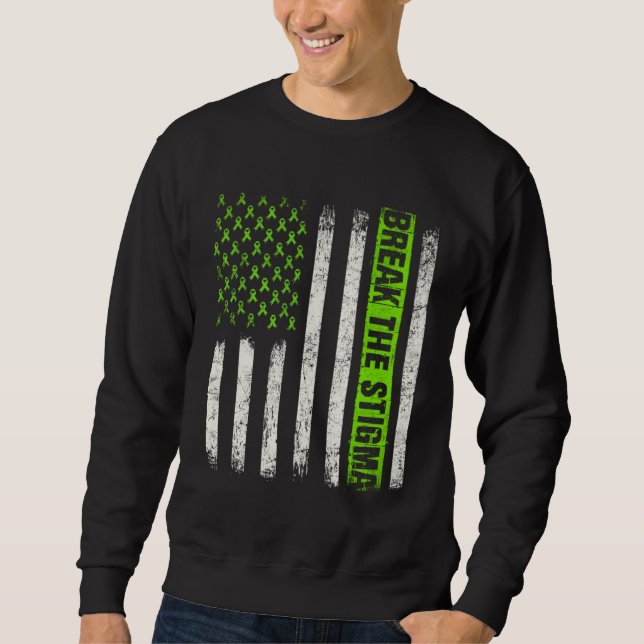 Break The Stigma US Flag Mental Health Awareness M Sweatshirt (Front)