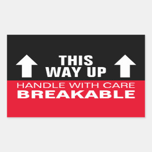 Breakable Handle with care This way up moving Rectangular Sticker