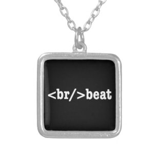 breakbeat HTML Code Silver Plated Necklace