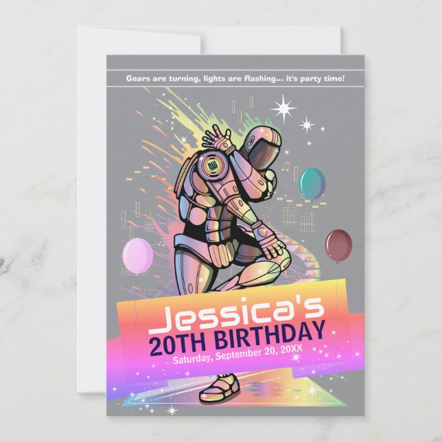 Breakdance Bot Birthday Party Invitation (Front)