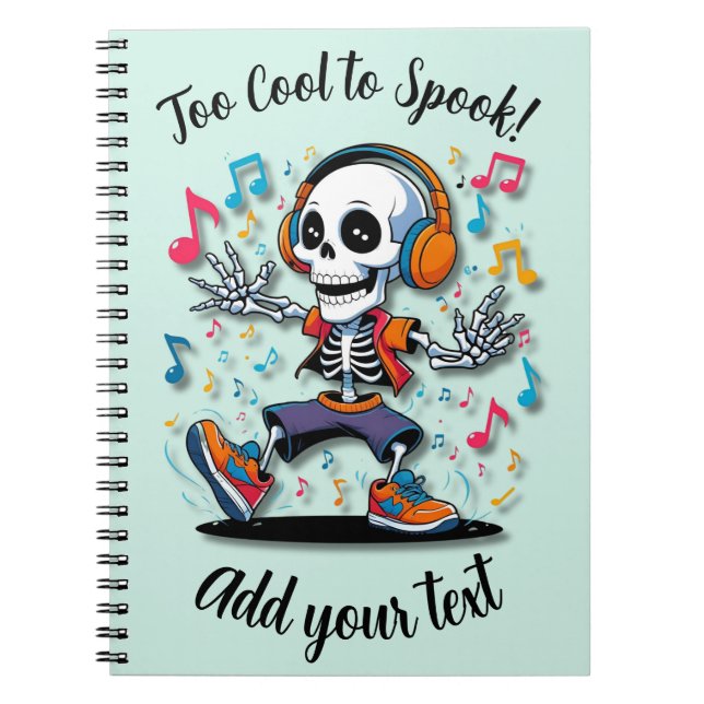 Breakdance Skeleton Vibes – Halloween Notebook (Front)