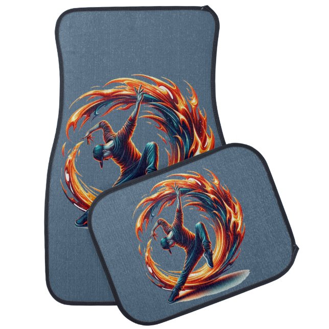 Breakdance Street Fire With Urban Energy  Car Floor Mat (Set)