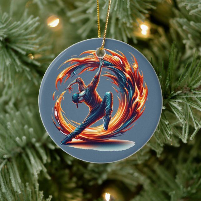 Breakdance Street Fire With Urban Energy  Ceramic Ornament (Tree)