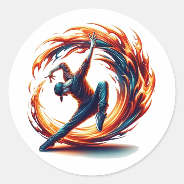 Breakdance Street Fire With Urban Energy  Classic Round Sticker (Front)