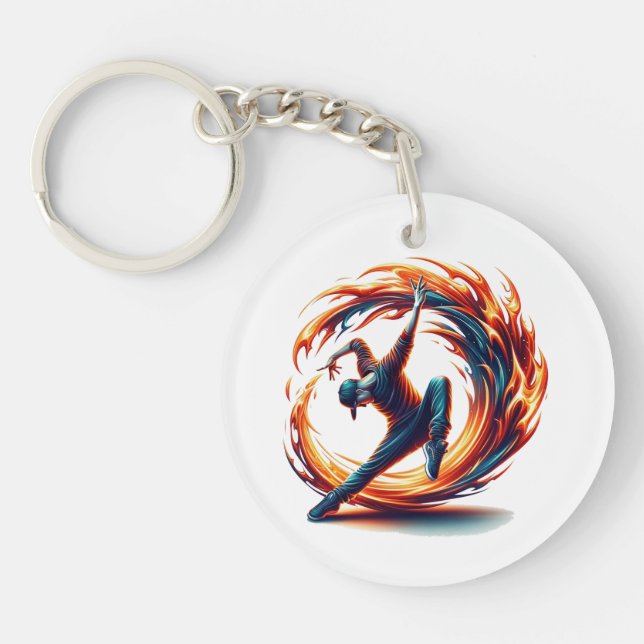 Breakdance Street Fire With Urban Energy  Keychain (Front)