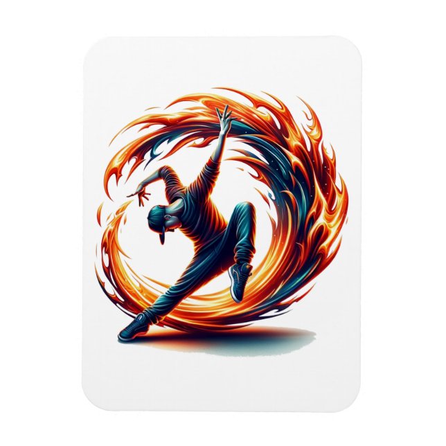Breakdance Street Fire With Urban Energy  Magnet (Vertical)