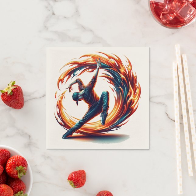 Breakdance Street Fire With Urban Energy  Napkins (Insitu)
