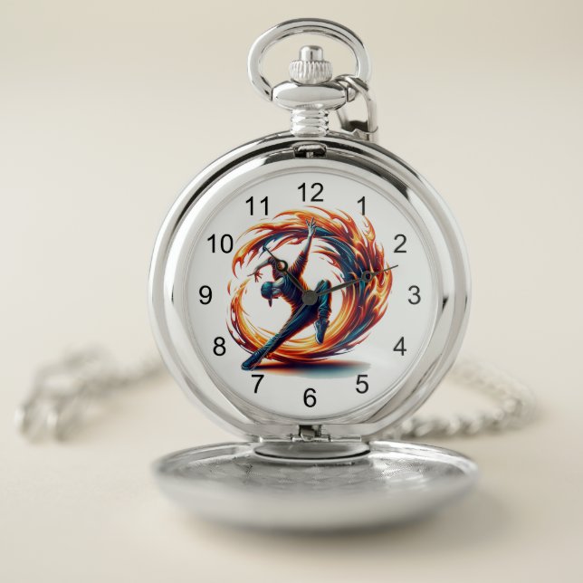 Breakdance Street Fire With Urban Energy  Pocket Watch (Inside)