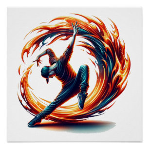 Breakdance Street Fire With Urban Energy Poster
