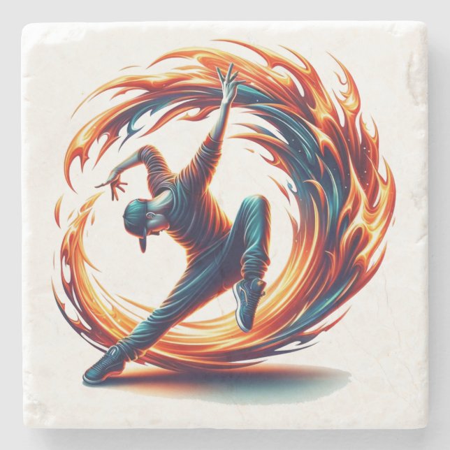 Breakdance Street Fire With Urban Energy  Stone Coaster (Front)