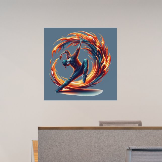 Breakdance Street Fire With Urban Energy  Wall Decal (Office)