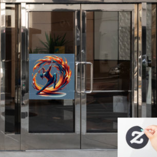 Breakdance Street Fire With Urban Energy  Window Cling