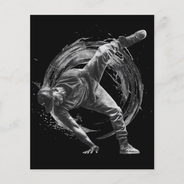 Breakdance Urban Style Monochrome Motion Art  (Front)