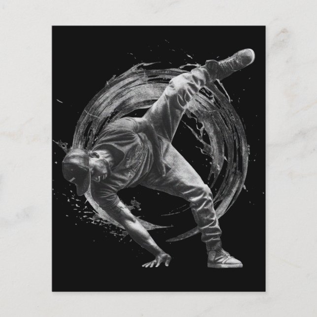 Breakdance Urban Style Monochrome Motion Art  (Front)