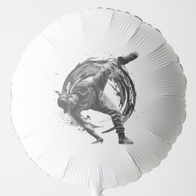 Breakdance Urban Style Monochrome Motion Art  Balloon (Front)