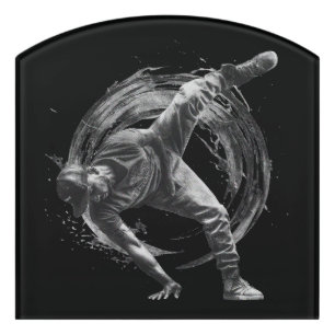 Breakdance Urban Style Monochrome Motion Art  Door Sign