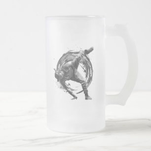 Breakdance Urban Style Monochrome Motion Art Frosted Glass Beer Mug