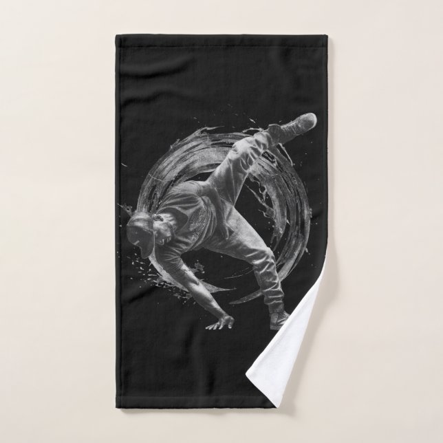 Breakdance Urban Style Monochrome Motion Art  Hand Towel (Hand Towel)