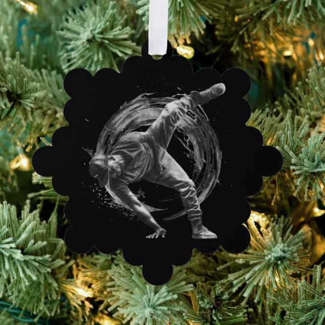 Breakdance Urban Style Monochrome Motion Art  Ornament Card (Insitu (Tree))