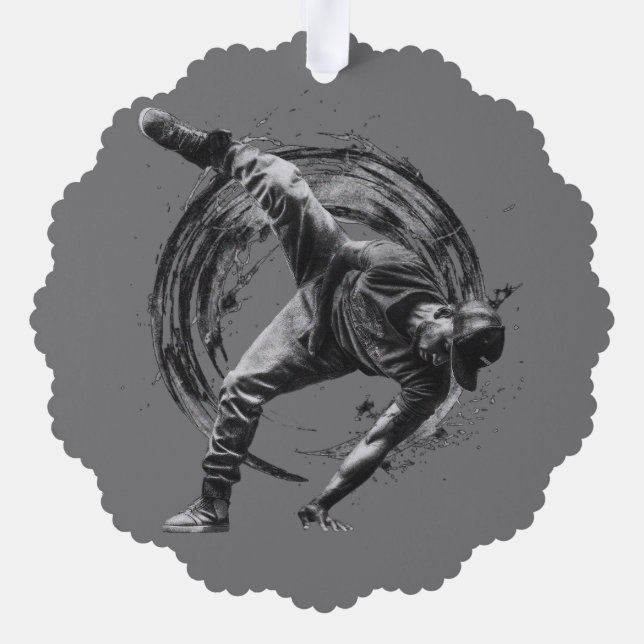 Breakdance Urban Style Monochrome Motion Art  Ornament Card (Back)