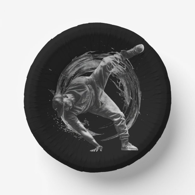 Breakdance Urban Style Monochrome Motion Art  Paper Bowls (Front)