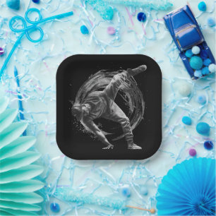 Breakdance Urban Style Monochrome Motion Art Paper Plates