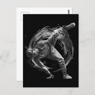 Breakdance Urban Style Monochrome Motion Art Postcard