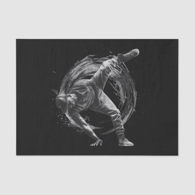 Breakdance Urban Style Monochrome Motion Art  Tissue Paper (Front)