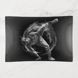 Breakdance Urban Style Monochrome Motion Art  Trinket Tray