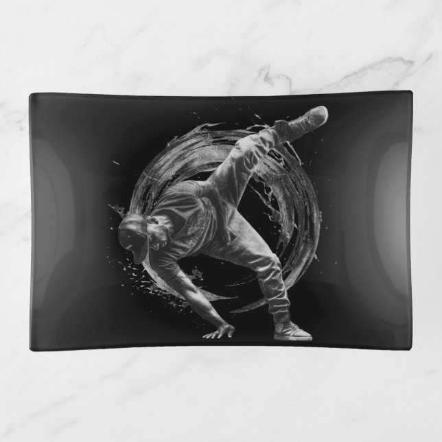 Breakdance Urban Style Monochrome Motion Art  Trinket Tray (Front)