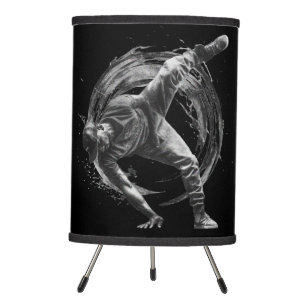 Breakdance Urban Style Monochrome Motion Art Tripod Lamp