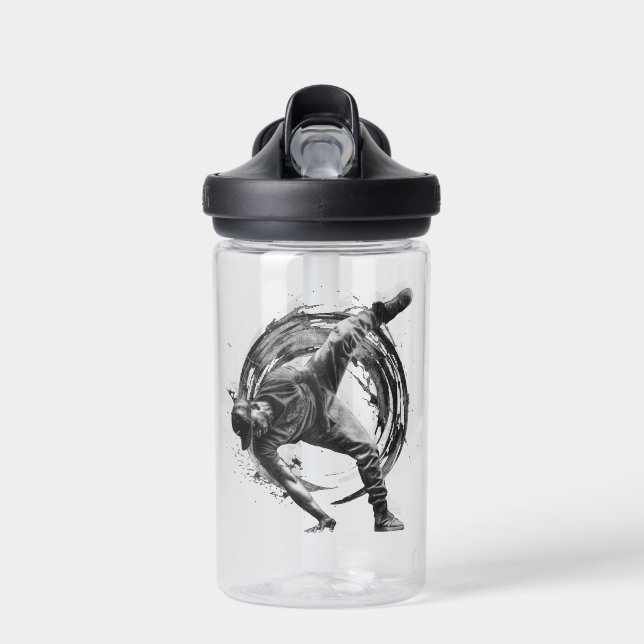 Breakdance Urban Style Monochrome Motion Art  Water Bottle (Front)