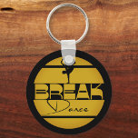 Breakdance yellow black with dancer keychain<br><div class="desc">This design features a simple and modern breakdance logo. Ochre yellow circular logo with the script Break and dance.
An additional text like f.ex. crew or sports team name can be personalized.</div>