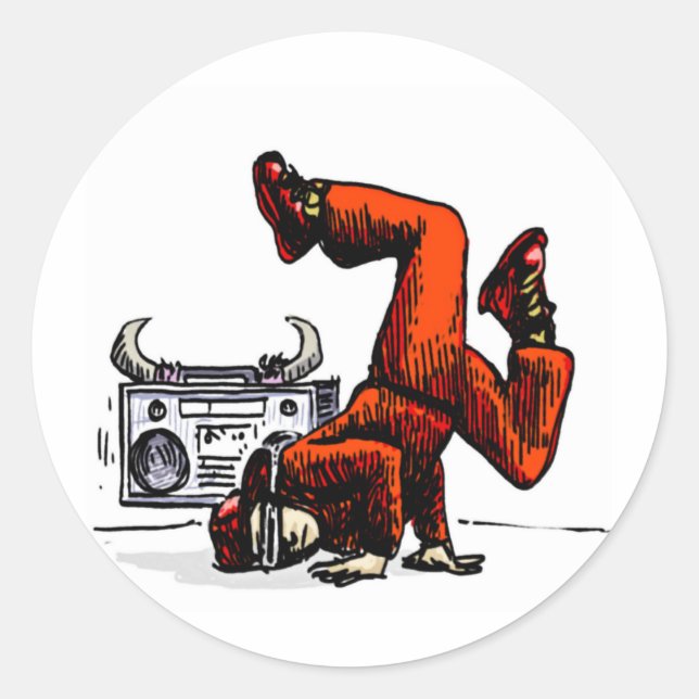 Breakdancer and Box Hip Hop Classic Round Sticker (Front)