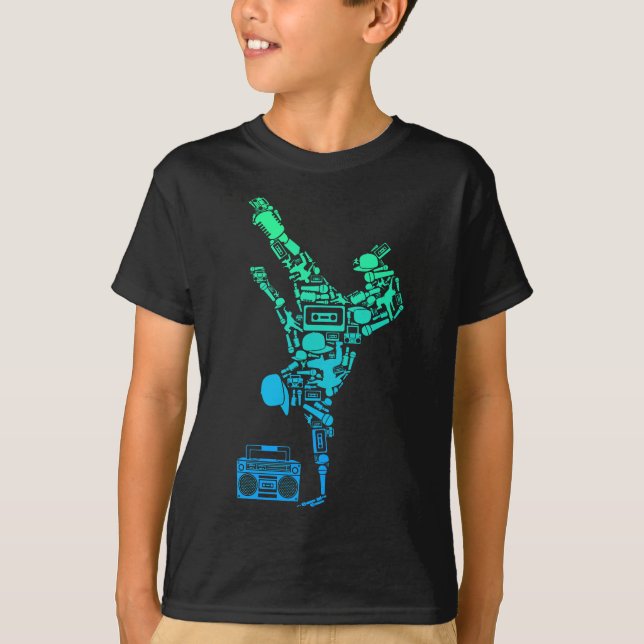 Breakdancer Breakdancing with Hip Hop Dance Music  T-Shirt (Front)