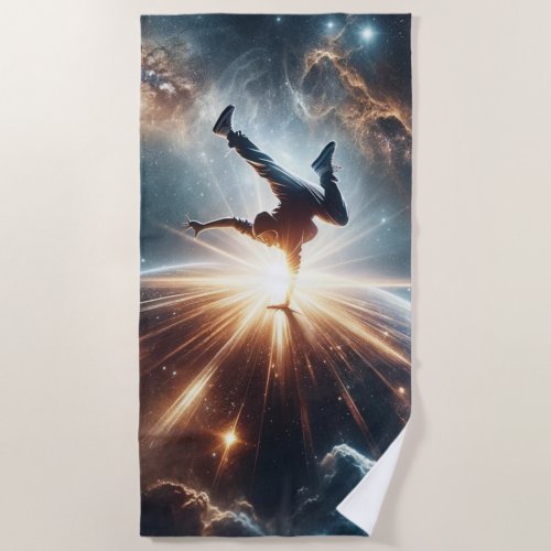 Breakdancer in action Ai Action in the Galaxy Beach Towel