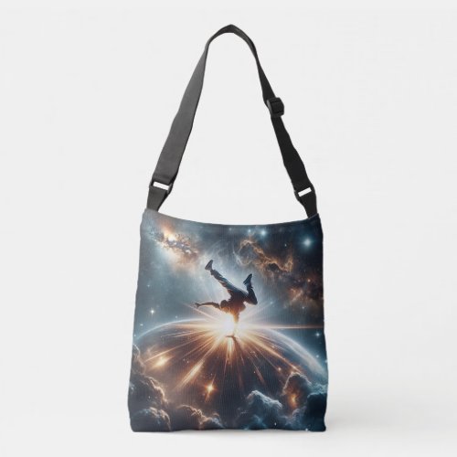 Breakdancer in action Ai Action in the Galaxy Crossbody Bag