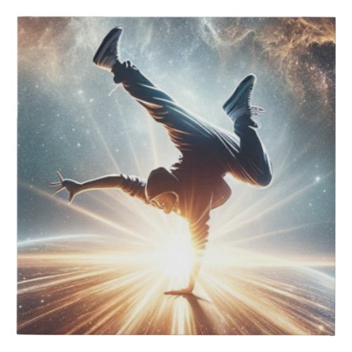 Breakdancer in action Ai Action in the Galaxy Faux Canvas Print