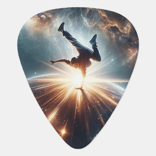 Breakdancer in action Ai Action in the Galaxy Guitar Pick