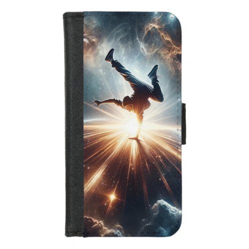 Breakdancer in action Ai Action in the Galaxy iPhone 87 Wallet Case