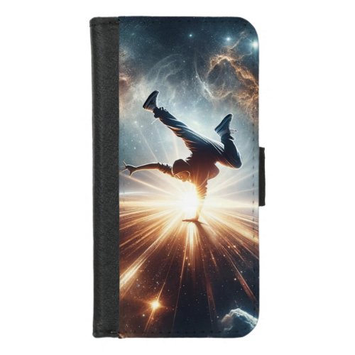 Breakdancer in action Ai Action in the Galaxy iPhone 87 Wallet Case