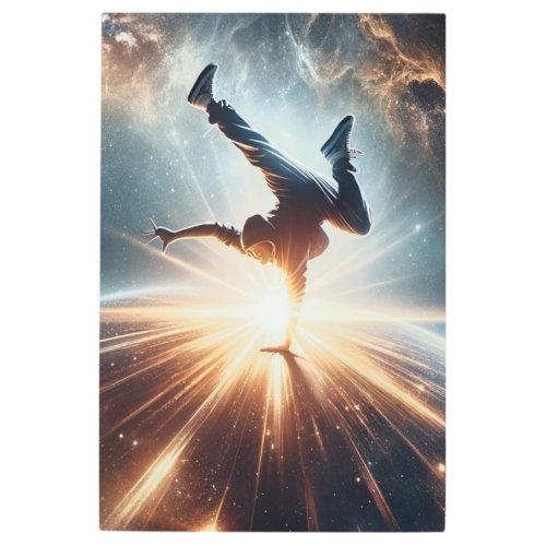 Breakdancer in action Ai Action in the Galaxy Metal Print
