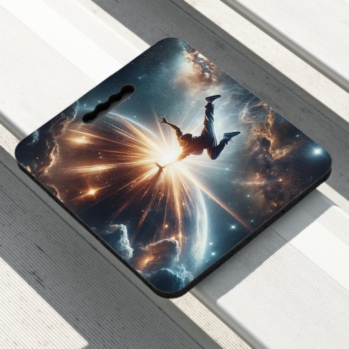 Breakdancer in action Ai Action in the Galaxy Seat Cushion