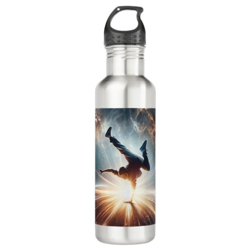 Breakdancer in action Ai Action in the Galaxy Stainless Steel Water Bottle