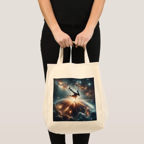 Breakdancer in action Ai Action in the Galaxy Tote Bag