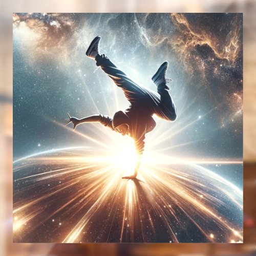 Breakdancer in action Ai Action in the Galaxy Window Cling