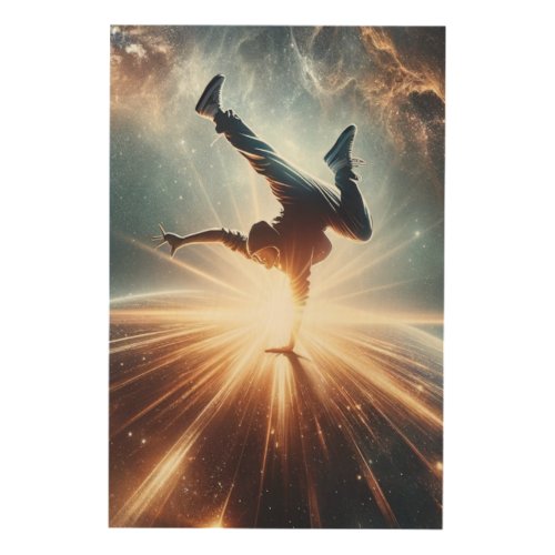 Breakdancer in action Ai Action in the Galaxy Wood Wall Art