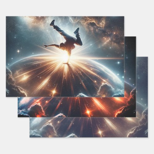 Breakdancer in action Ai Action in the Galaxy Wrapping Paper Sheets
