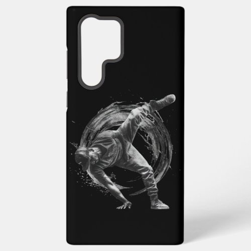 Breakdancer in action in ink splatter style samsung galaxy s22 ultra case